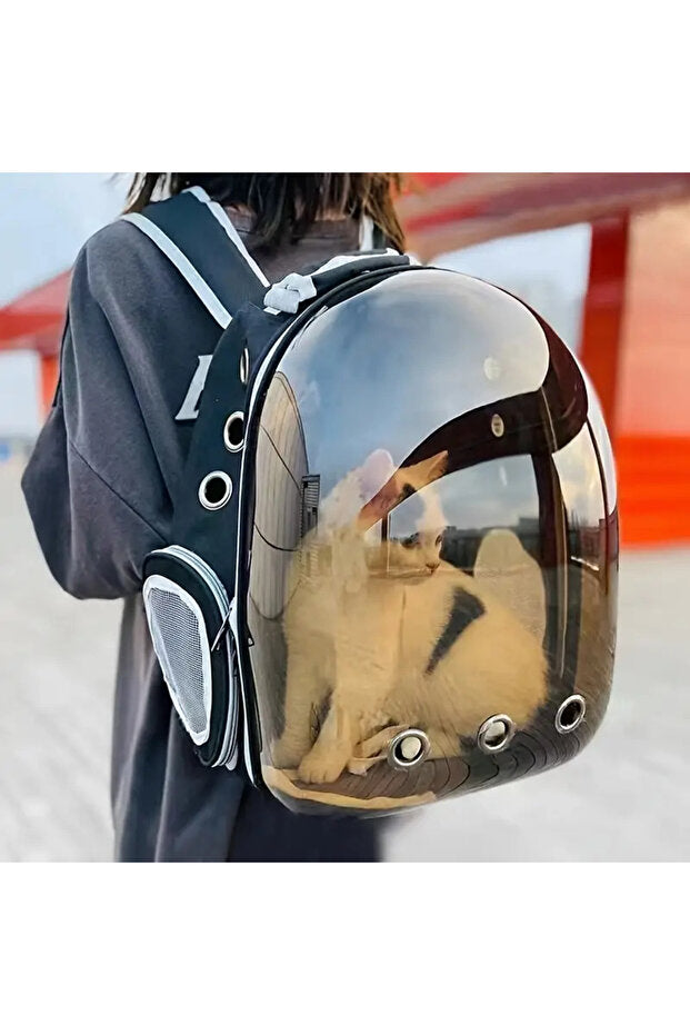 PatiliDünya Astronot Şeffaf Pencereli Kedi Taşıma Sırt Çantası – Uçak, Kabin Uyumlu, 9 Hava Kanallı, Konforlu Vivy-t