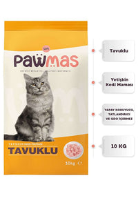 PtiliEv Pawmas Tavuklu Yetişkin Kedi Maması 10 Kg Frog Pet