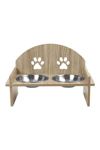 Ahşap Özel Isim Baskılı, Oval Kedi Köpek Mama Su Kabı Standı, Metal Suluk, Kedi Köpek Halısı Dogan Bazaar
