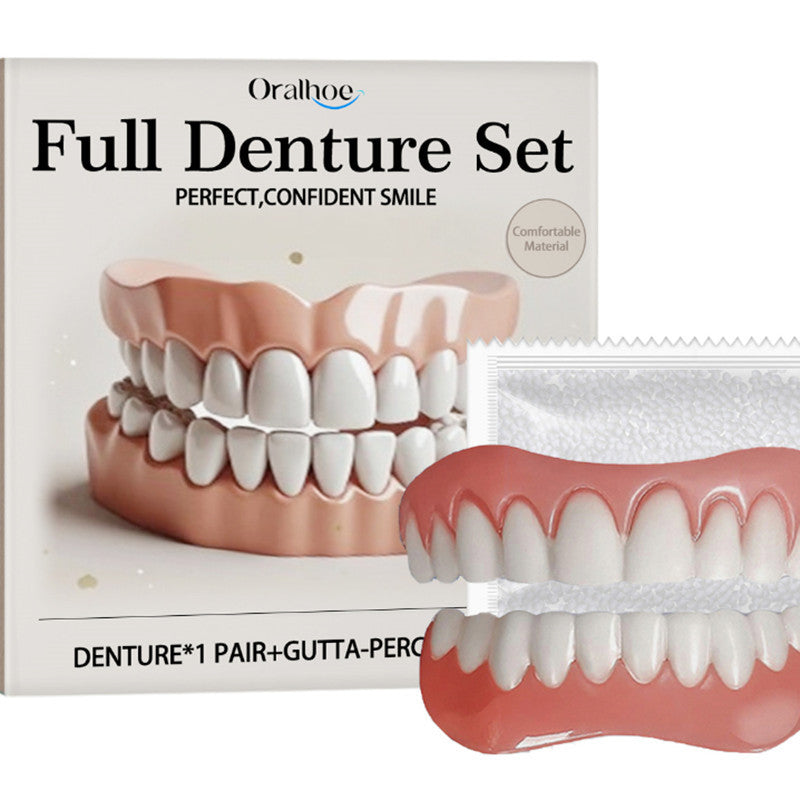 Fake Tooth Full Denture Set – Natural Looking False Teeth for a Perfect Smile | Comfortable, Reusable Dentures for Men & Women