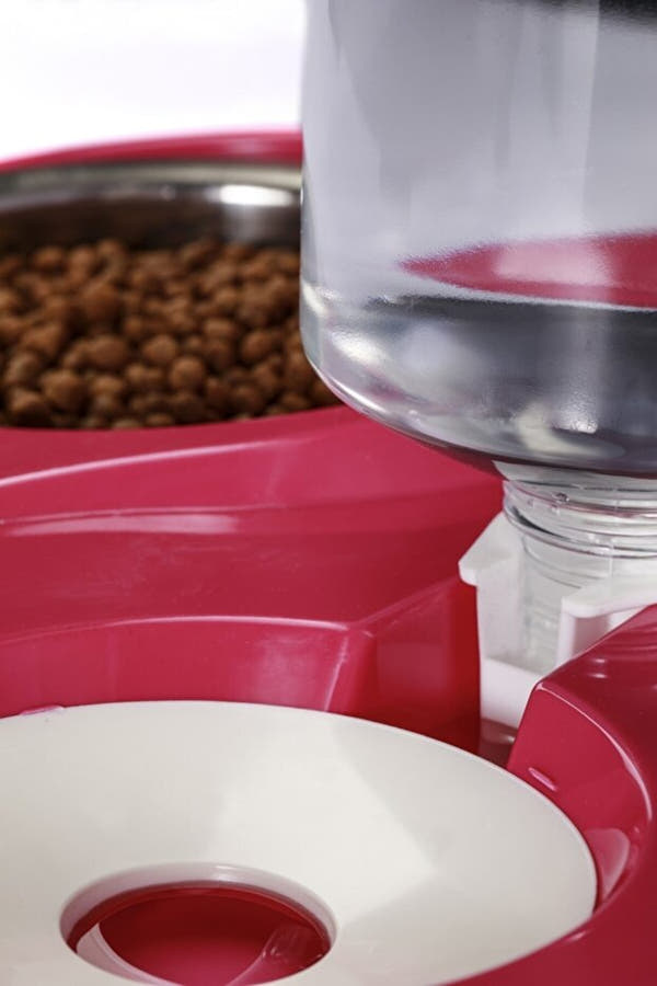 PatiliEv Hazneli Çelik Taslı Kedi-köpek Mama Ve Su Kabı Seti 500 ml Gri Mama Vadisi