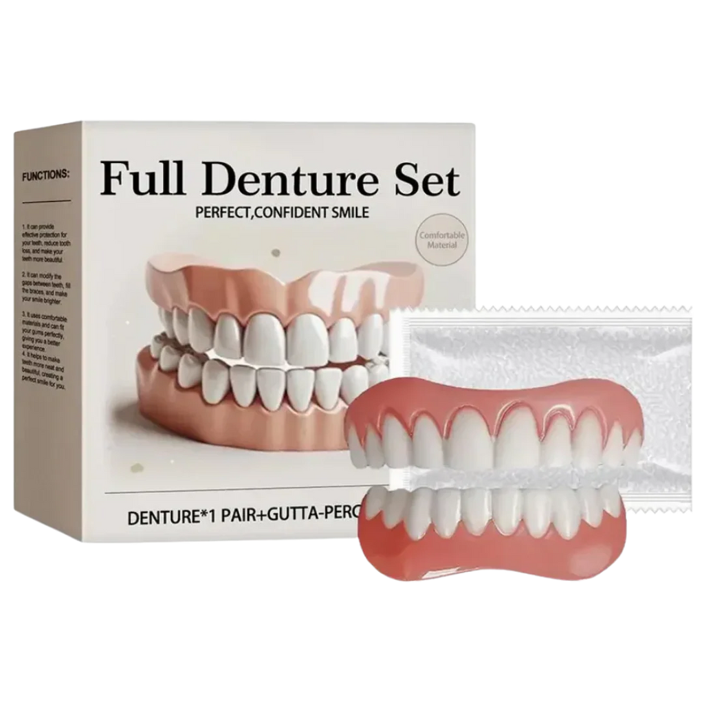 Fake Tooth Full Denture Set – Natural Looking False Teeth for a Perfect Smile | Comfortable, Reusable Dentures for Men & Women