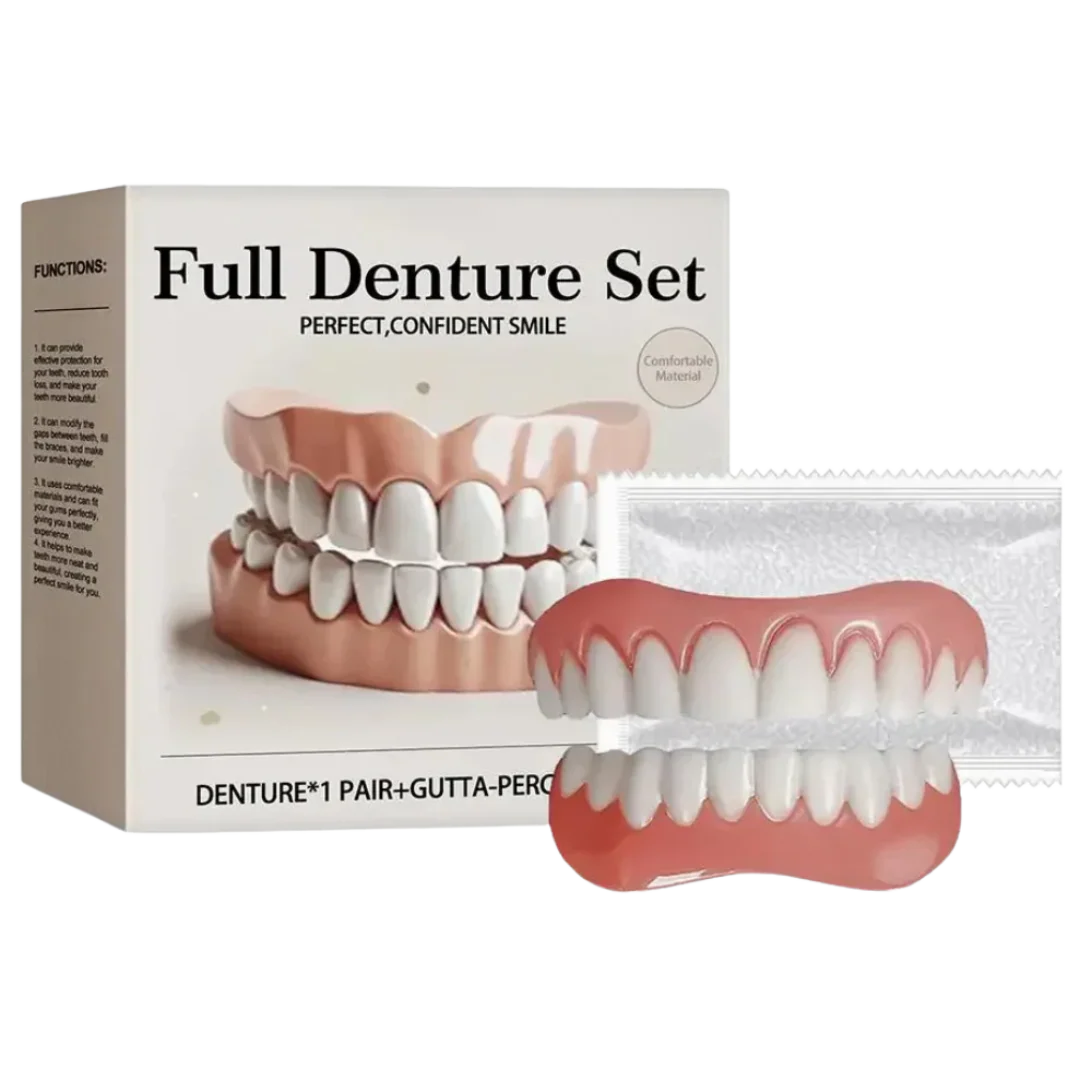 Fake Tooth Full Denture Set – Natural Looking False Teeth for a Perfect Smile | Comfortable, Reusable Dentures for Men & Women