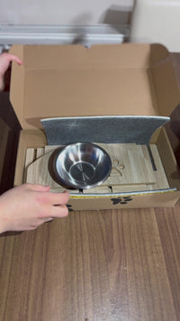 Ahşap Özel Isim Baskılı, Oval Kedi Köpek Mama Su Kabı Standı, Metal Suluk, Kedi Köpek Halısı Dogan Bazaar