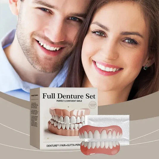 Fake Tooth Full Denture Set – Natural Looking False Teeth for a Perfect Smile | Comfortable, Reusable Dentures for Men & Women