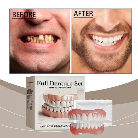 Fake Tooth Full Denture Set – Natural Looking False Teeth for a Perfect Smile | Comfortable, Reusable Dentures for Men & Women