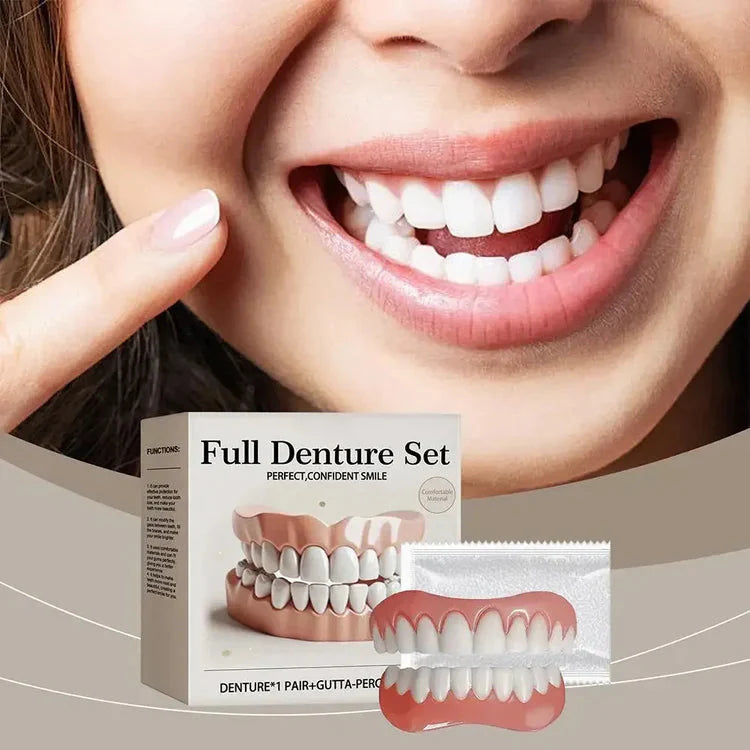 Fake Tooth Full Denture Set – Natural Looking False Teeth for a Perfect Smile | Comfortable, Reusable Dentures for Men & Women